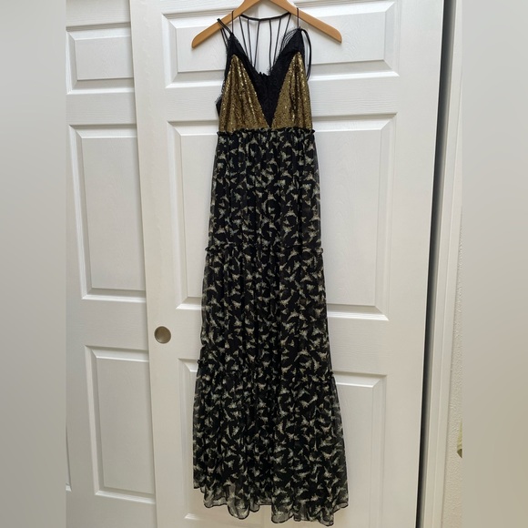 Anthropologie Black and Gold Patterned Maxi Dress - mordernwear.com Anthropologie Black and Gold Patterned Maxi Dress - mordernwear.com